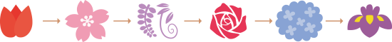 イラスト：チューリップ　桜　藤　バラ　アジサイ　花菖蒲