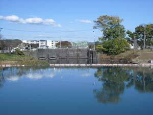 写真:対岸からの制水門