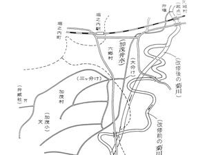 イラスト:加茂用水(加茂井水)路線図