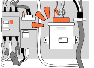 イラスト：分電盤内コンデンサー