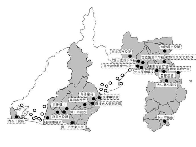 地図：自動測定器の設置状況