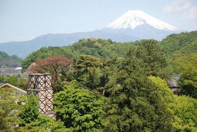 写真:反射炉と富士山