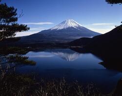 写真:本栖湖と富士山