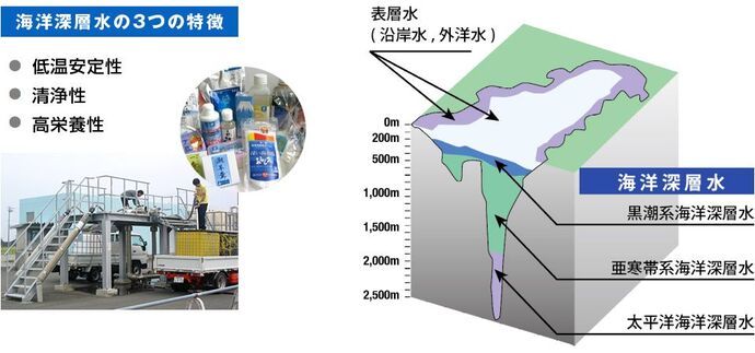 イラスト：3層の海洋深層水解説図
