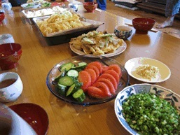 写真:そうめんは室内でいただきました