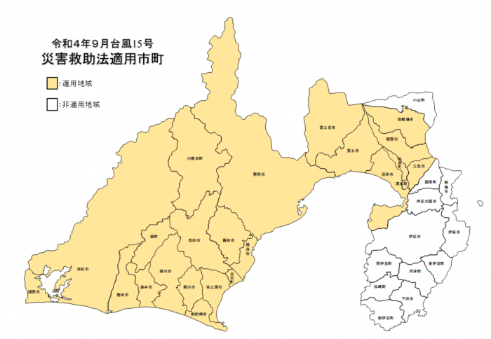 地図：災害救助法適用市町