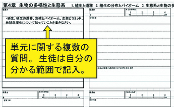 写真:診断的評価を記入する振り返りシート
