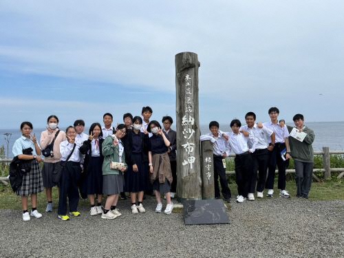 「納沙布岬」本土最先端にて撮影した集合写真