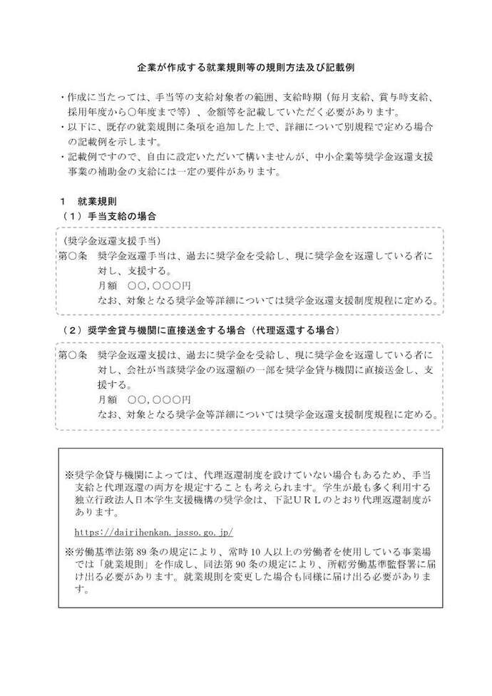 就業規則の記載例