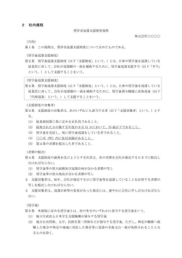 就業規則等の記載例