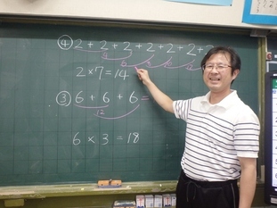 写真：かけ算の意味を説明