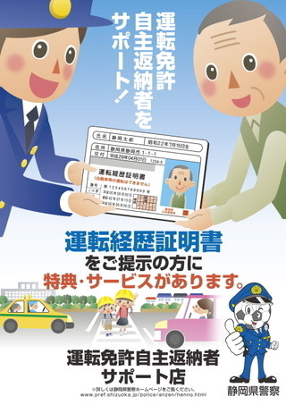ポスターの写真:運転免許自主返納者をサポート!