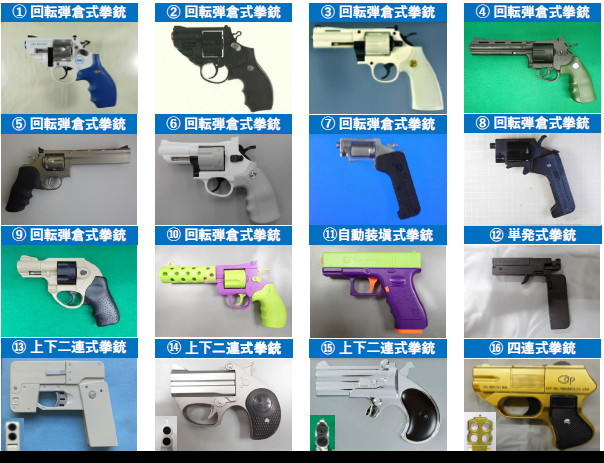 画像：真正拳銃の種類