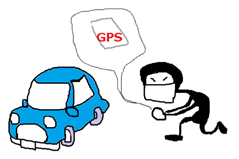 イラスト：GPS等をひそかに取り付け