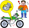 イラスト:バイクの部品を盗まれたことに気づいた様子