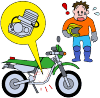 イラスト：バイクの部品を盗まれたことに気づいた様子