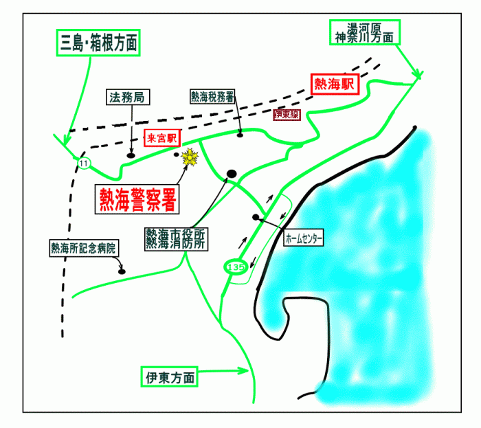 地図:熱海警察署