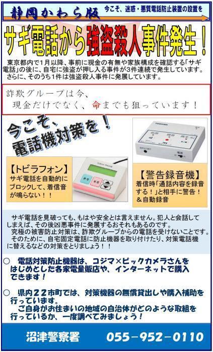 チラシの写真：詐欺電話防止策のため電話機対策を促す内容